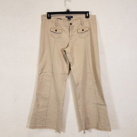 Y2K Abercrombie & Fitch Low Rise Flared Khaki Cargo Pants Women’s Size 12 - Picture 2 of 10